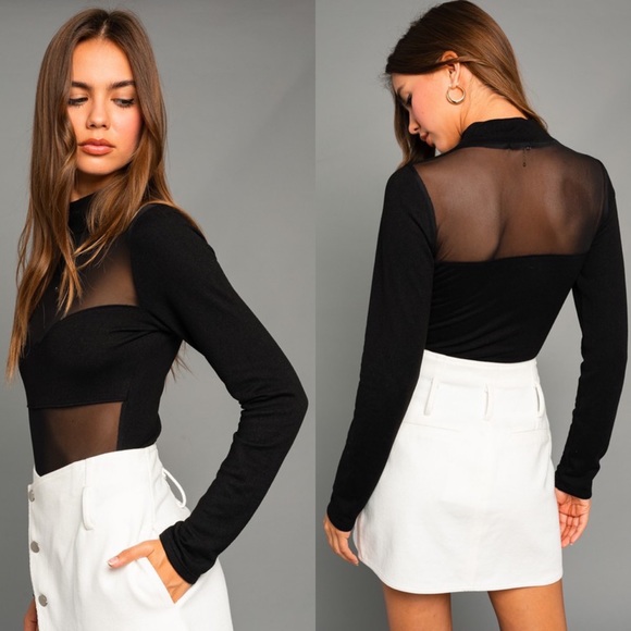 🦃24 HOUR SALE 🦃 Don’t Mesh With Me Long Sleeve Mesh Bodysuit - Picture 4 of 6